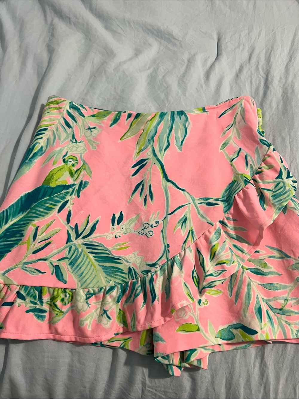 Lilly Pulitzer Pink Tropical Parrot Ruffle Skort